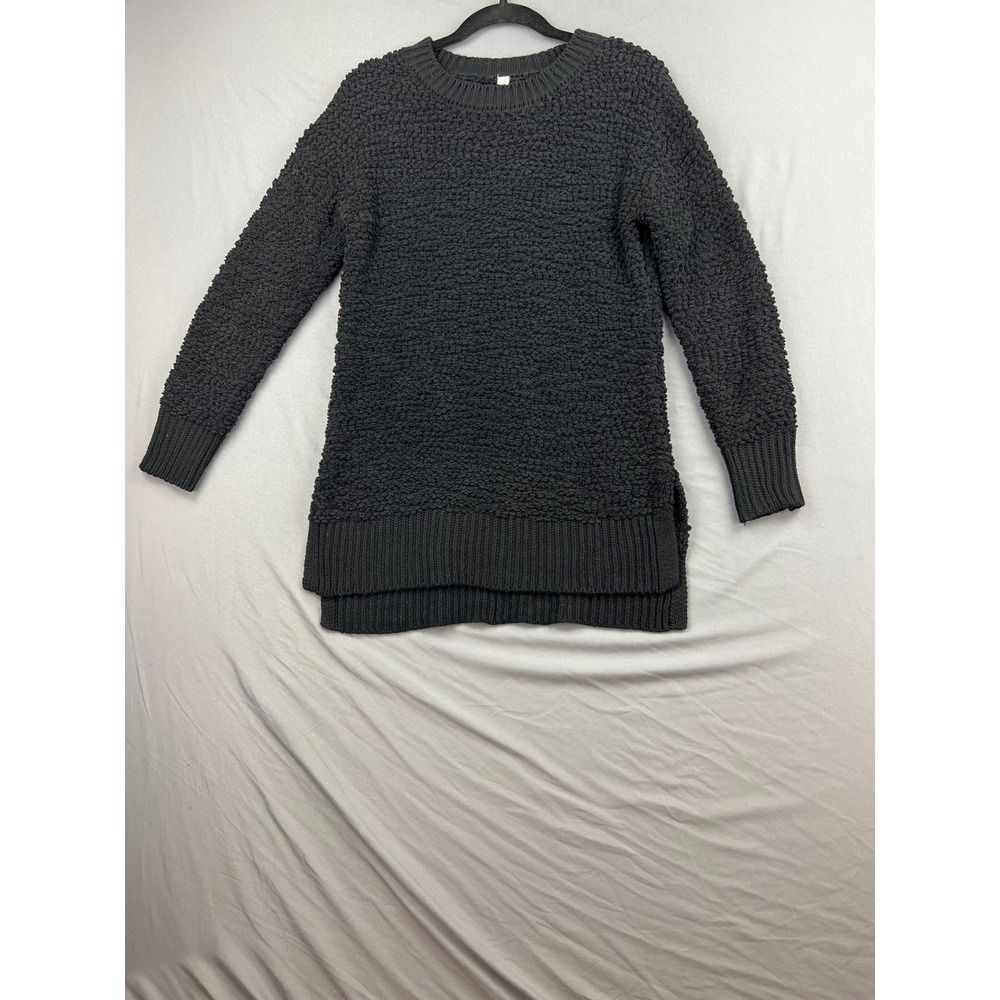 Zenana Premium Sweater Womens Small Popcorn Knit Tunic Charcoal Black Good